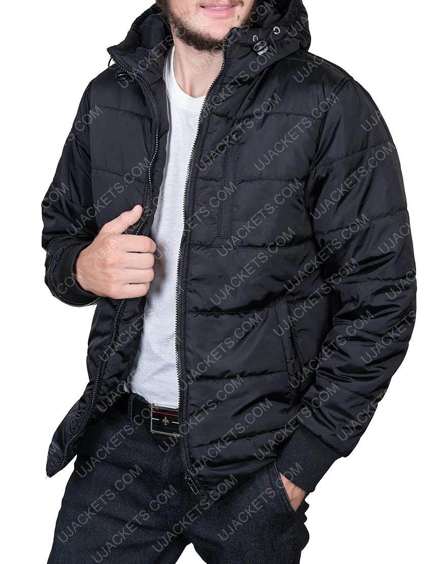 Mens Black Puffer Hooded Jacket | Black Parachute Puffer Jacket |35%Off