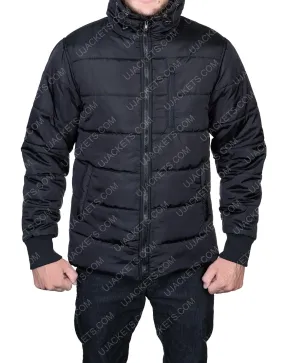 Mens Black Puffer Hooded Jacket | Black Parachute Puffer Jacket |35%Off