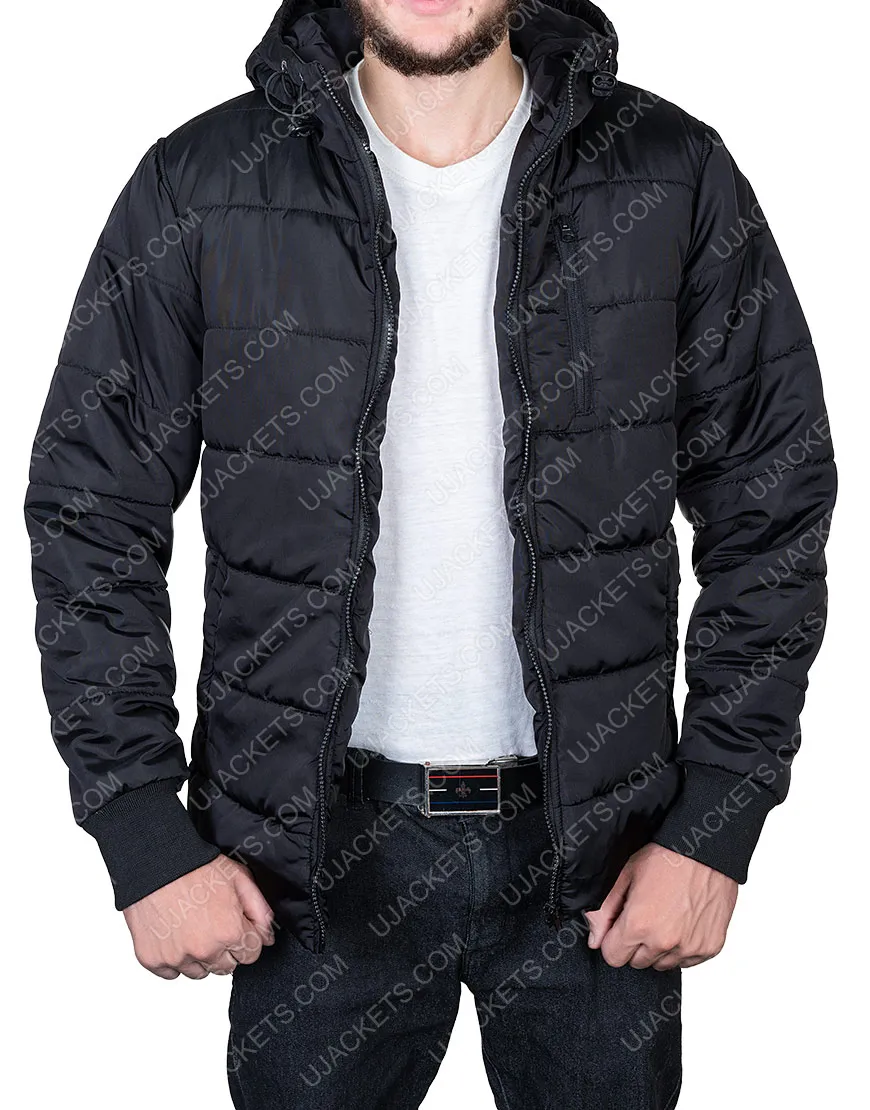 Mens Black Puffer Hooded Jacket | Black Parachute Puffer Jacket |35%Off