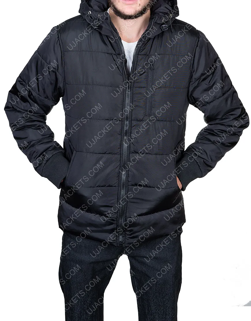 Mens Black Puffer Hooded Jacket | Black Parachute Puffer Jacket |35%Off