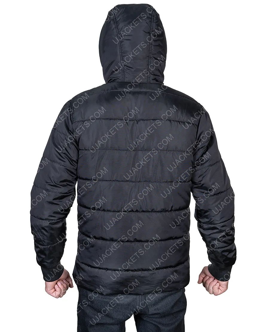 Mens Black Puffer Hooded Jacket | Black Parachute Puffer Jacket |35%Off