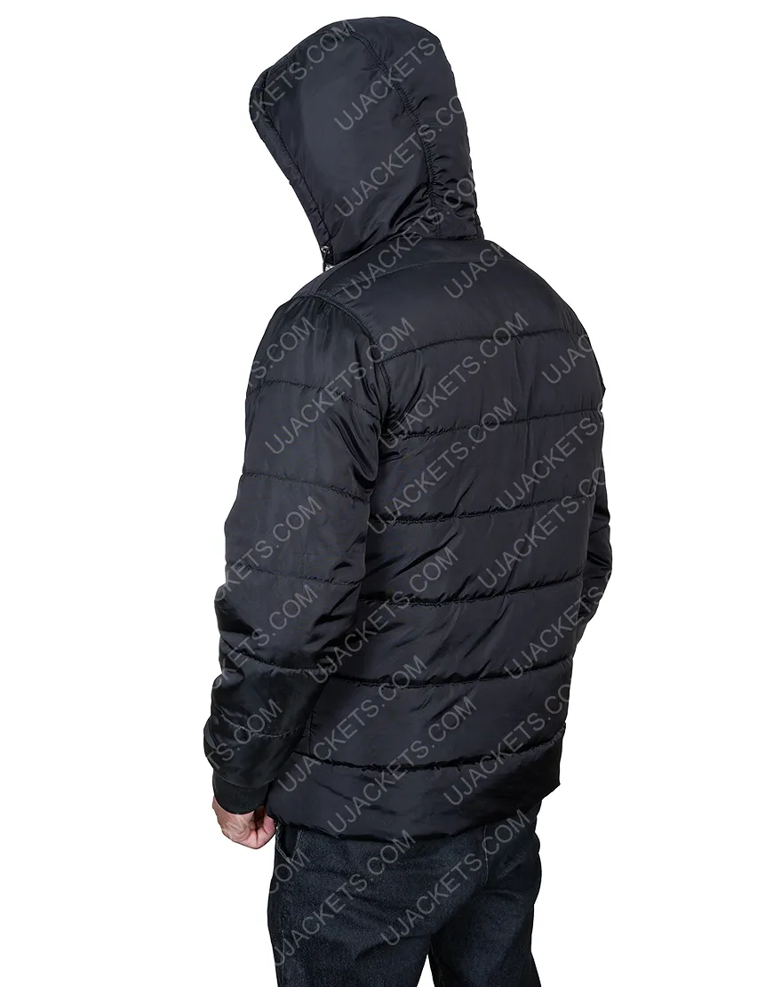 Mens Black Puffer Hooded Jacket | Black Parachute Puffer Jacket |35%Off