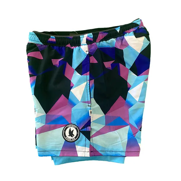 Mens Sky Pastel Diamond Geo 2-1 Compression 7 Short