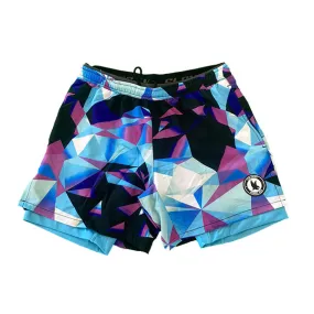 Mens Sky Pastel Diamond Geo 2-1 Compression 7 Short