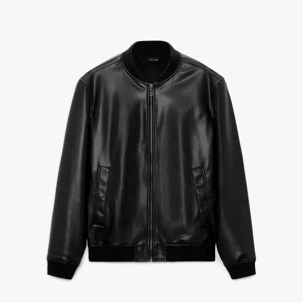 Men's Stand Collar Faux Leather Jacket