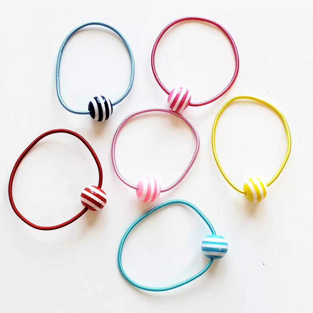 Mini Hair band (pack of 6) - Stripe candy