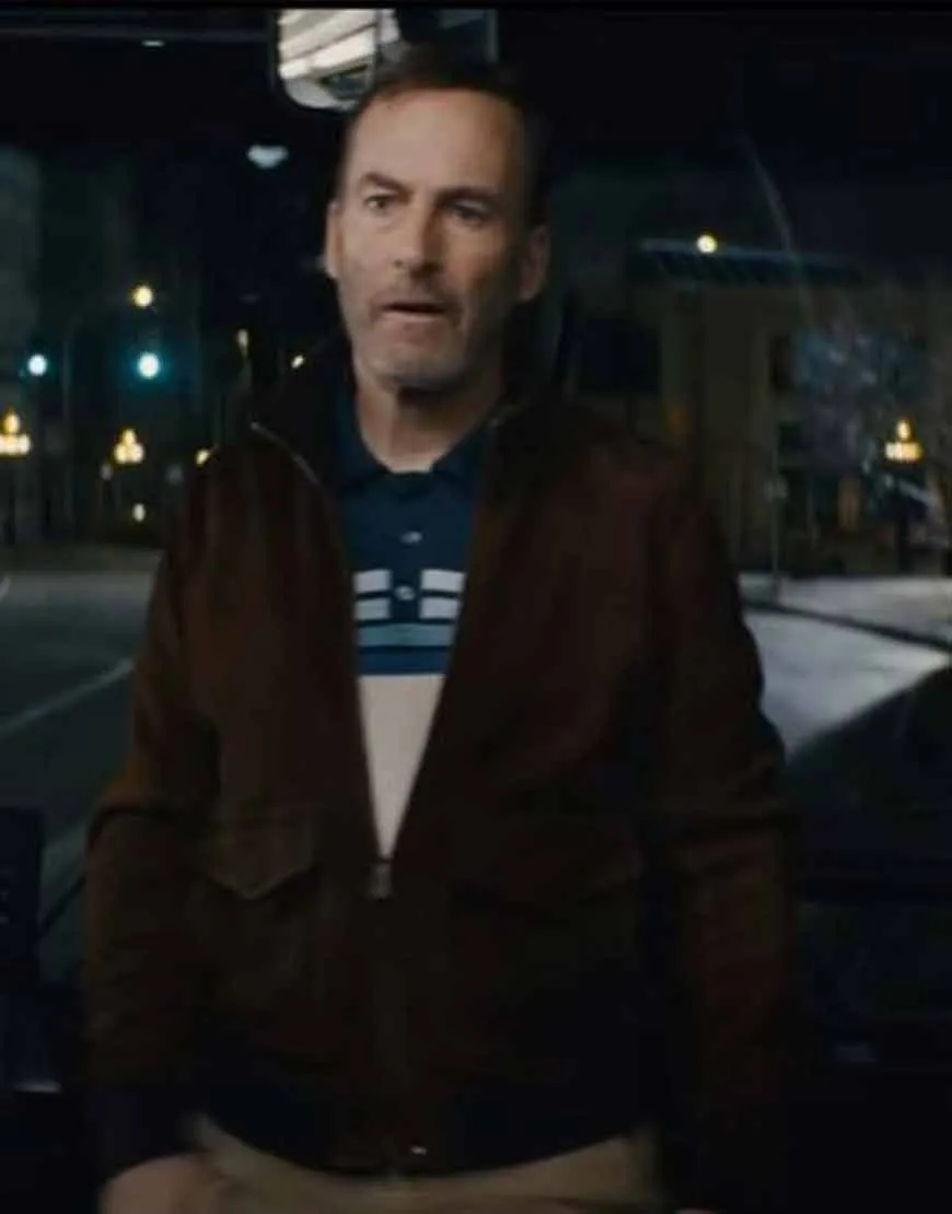 Nobody Bob Odenkirk Brown Jacket | Hutch Mansell Suede Leather Jacket