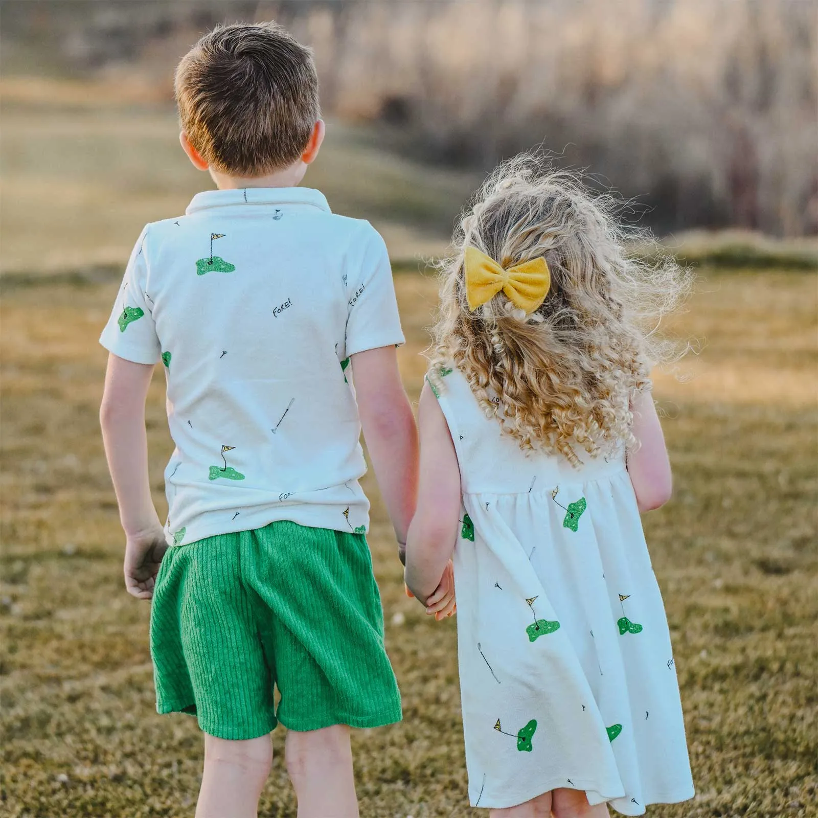 oh baby! Cotton Terry Boys Track Shorts - Grass Stripe