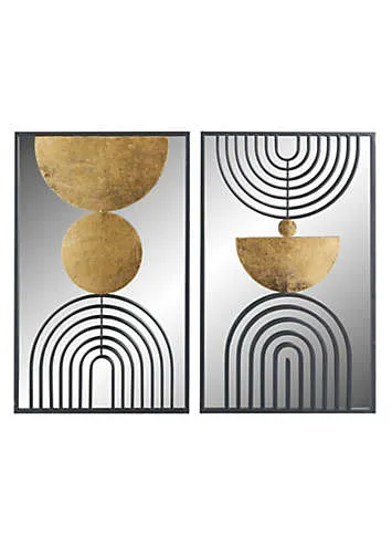 Pacific Set of 2 Art Deco Style Mirrored and Glass Wall Art | Kaleidoscope