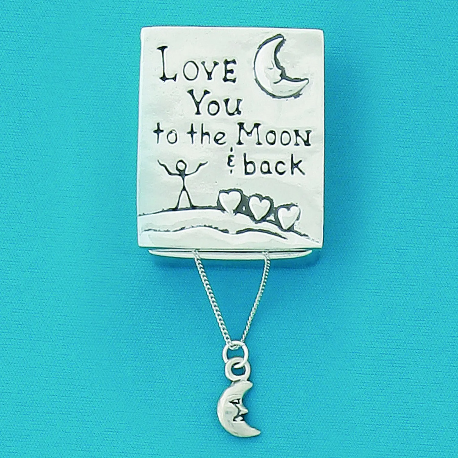 Pewter Wish Box and Necklace Love You To The Moon And Back and Man In The Moon