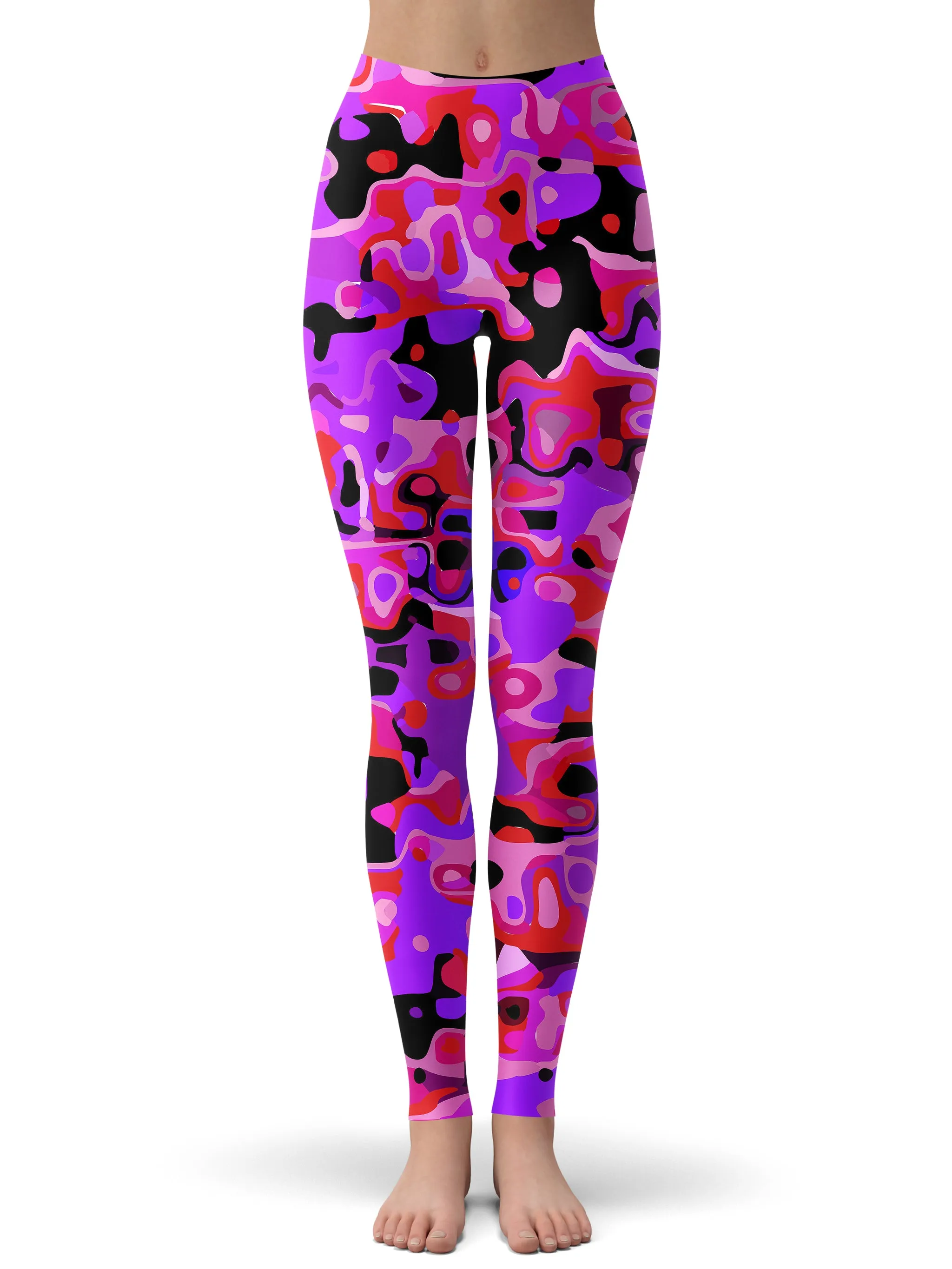 Purple Red and Black Rave Camo Melt Hoodie and Leggings Combo