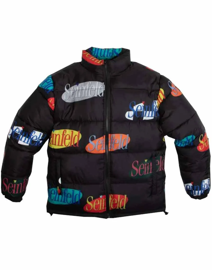 Seinfeld Multiple Logo Puffer Jacket | Ujackets.com - 50%OFF