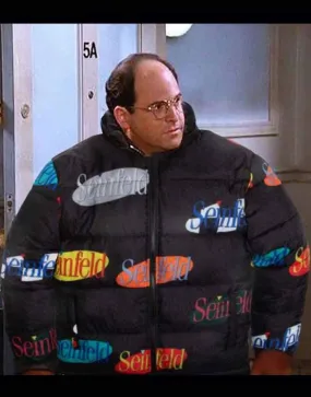 Seinfeld Multiple Logo Puffer Jacket | Ujackets.com - 50%OFF