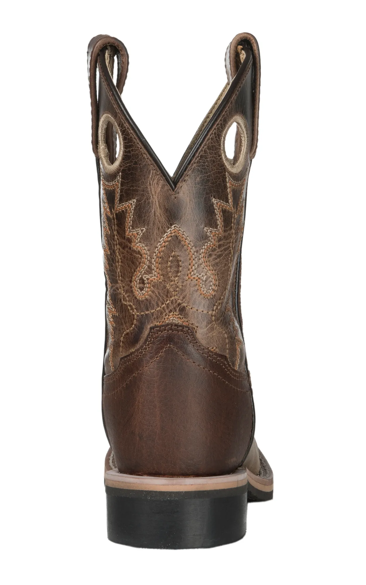 Smoky Mountain Youth Distressed Brown and Waxy Brown Wide Square Toe Cowboy Boots