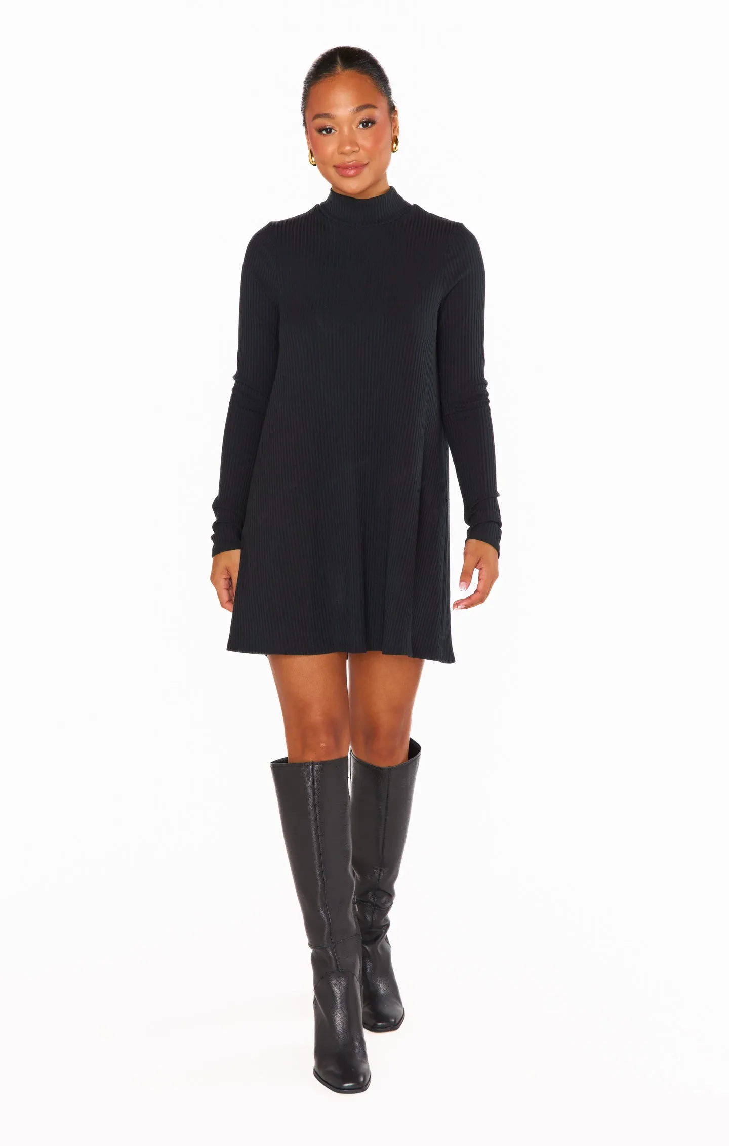 Tammy Turtleneck Dress ~ Winter Rib Black