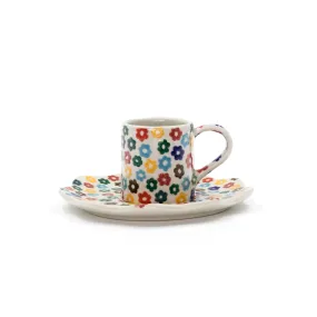 The Espresso Mug and Saucer, Set of 2 - Bright Teddy Floral / Ceramic