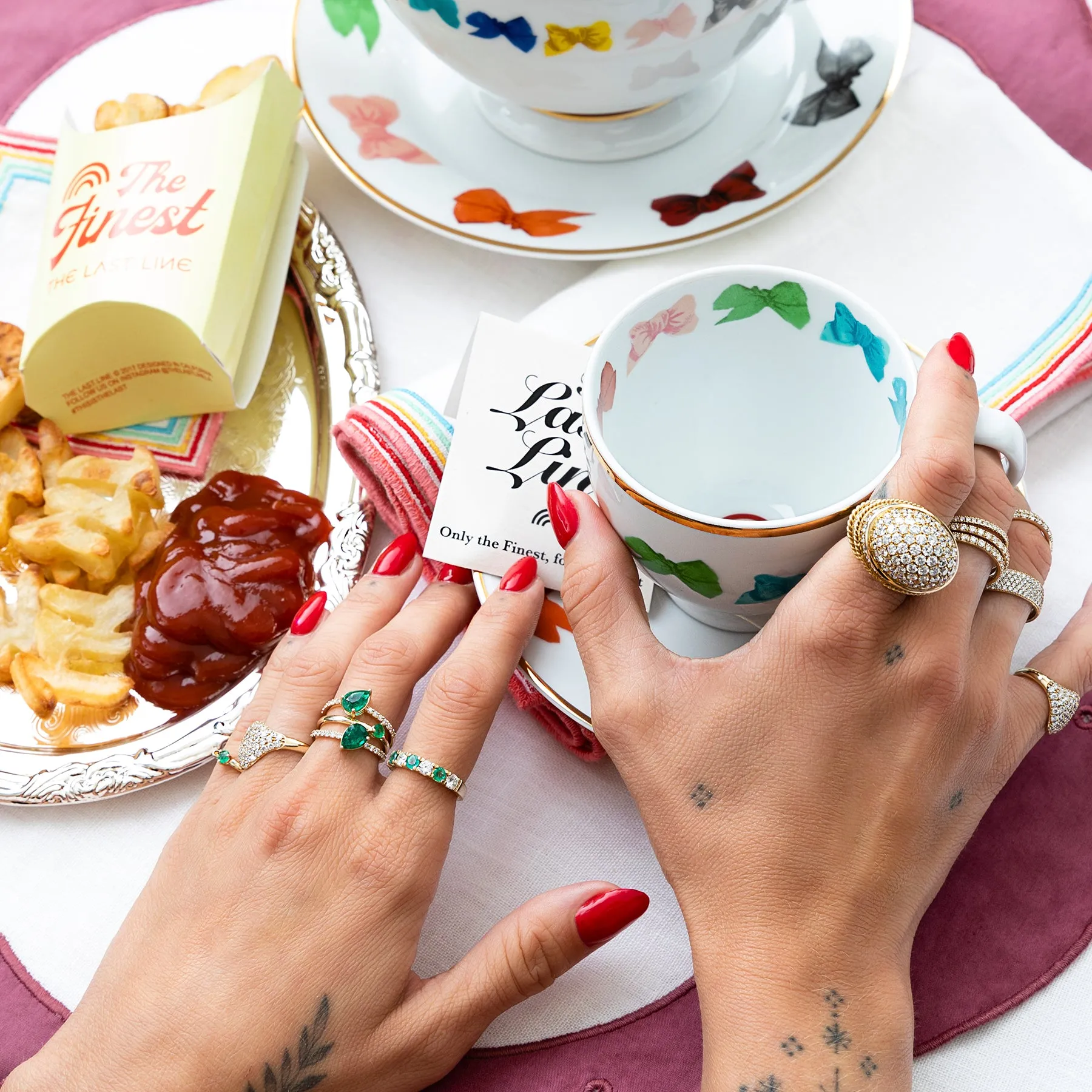 The Tea Cup and Saucer, Set of 2 - Everything Rainbow / Porcelain