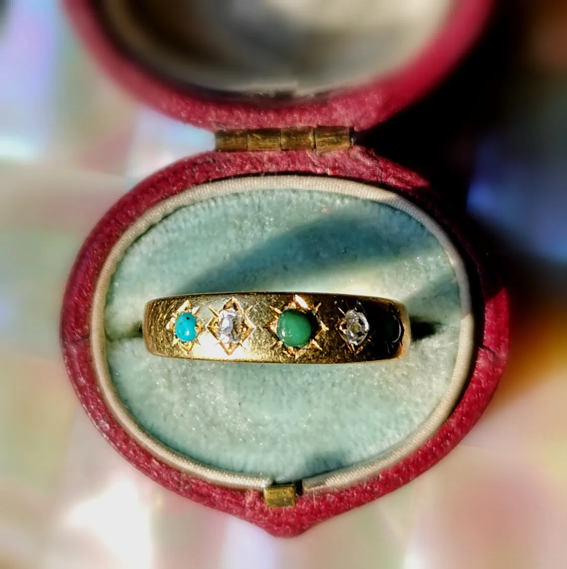 The Victorian diamond and turquoise band in 18 carat gold