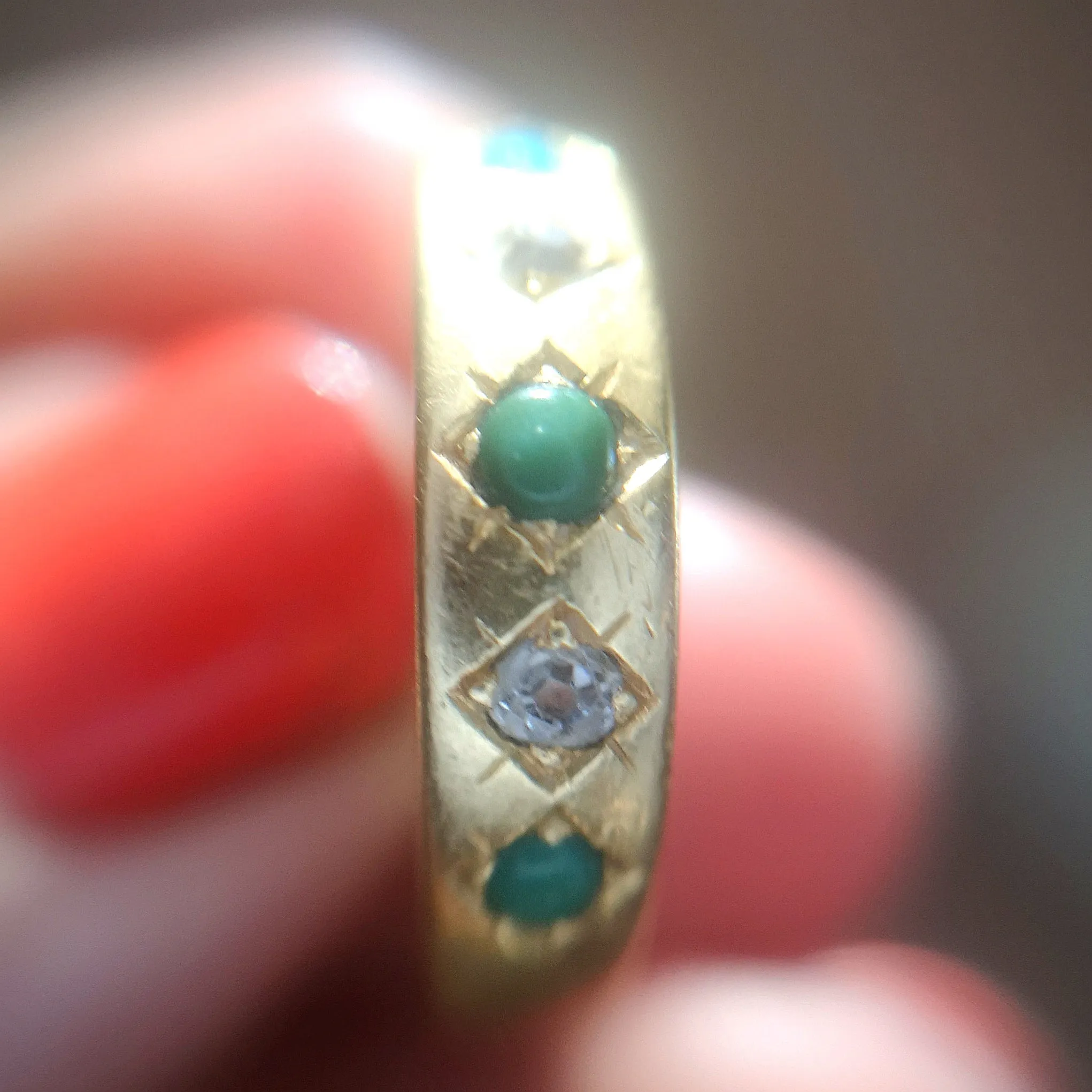 The Victorian diamond and turquoise band in 18 carat gold