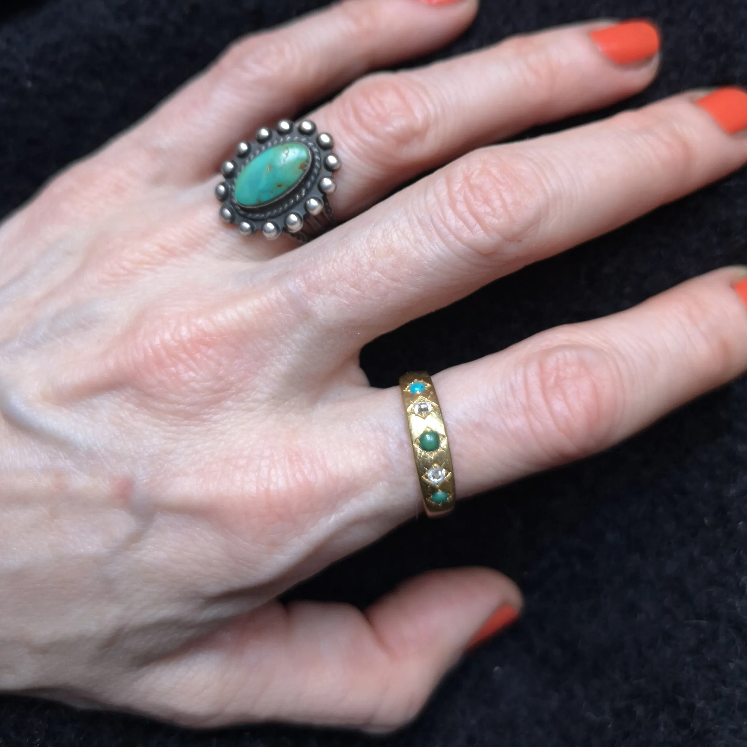 The Victorian diamond and turquoise band in 18 carat gold