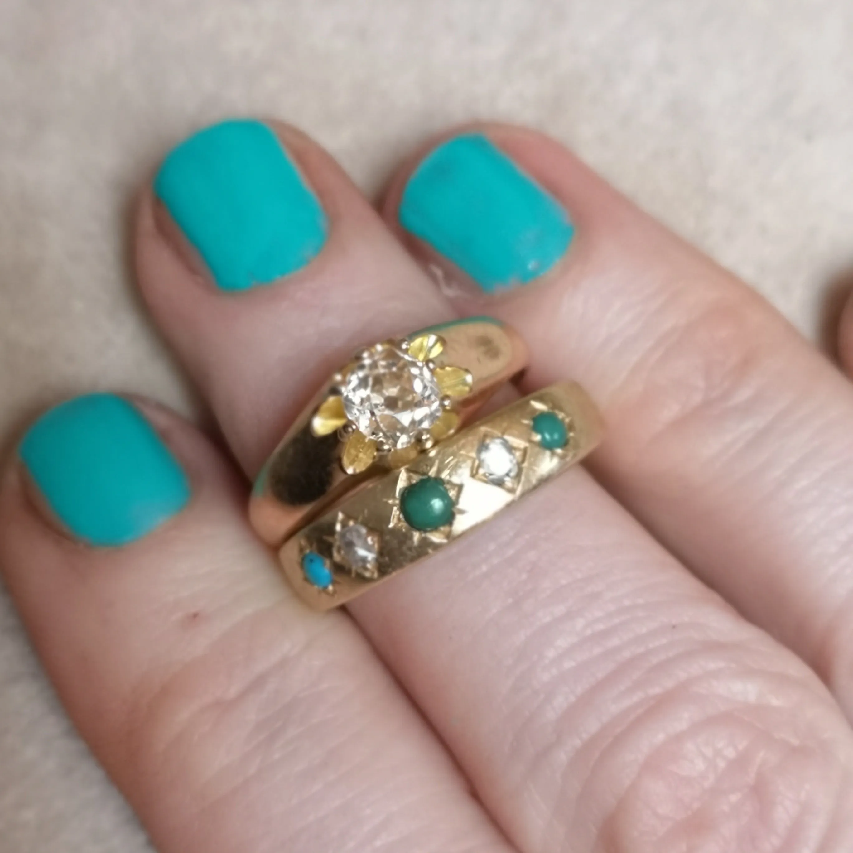 The Victorian diamond and turquoise band in 18 carat gold