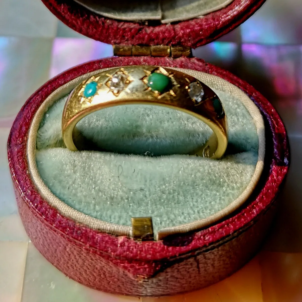 The Victorian diamond and turquoise band in 18 carat gold