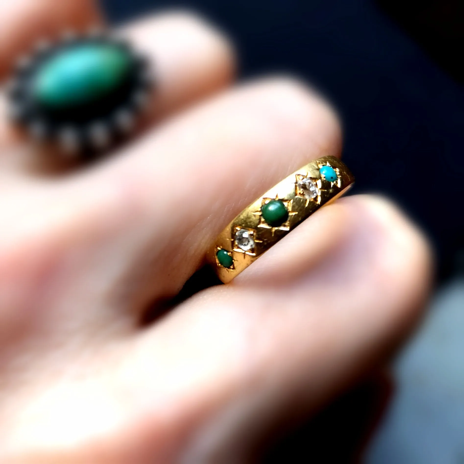 The Victorian diamond and turquoise band in 18 carat gold