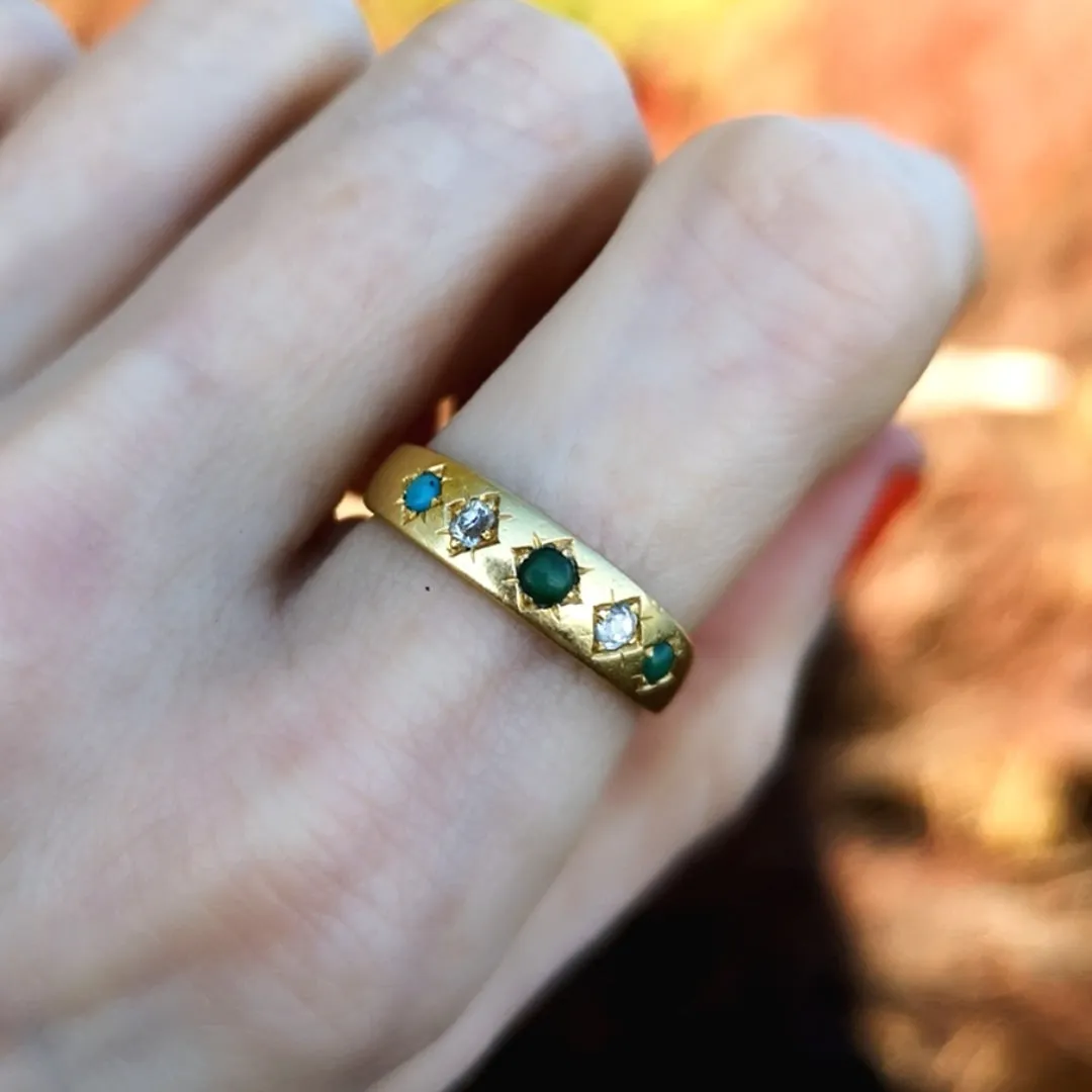 The Victorian diamond and turquoise band in 18 carat gold