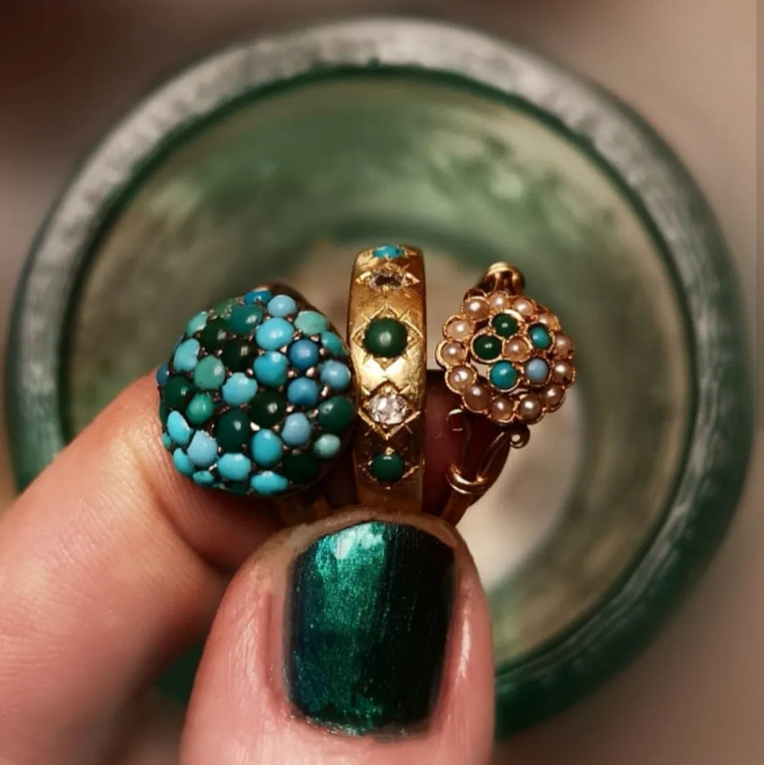 The Victorian diamond and turquoise band in 18 carat gold