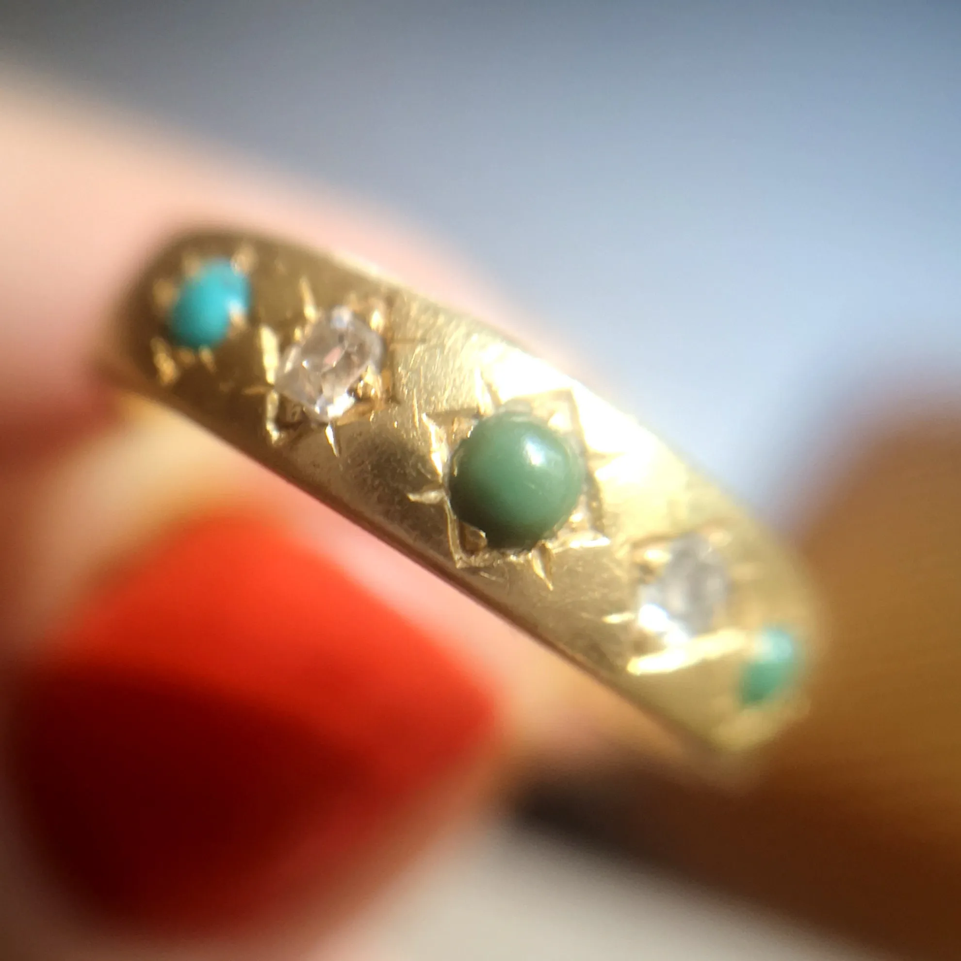 The Victorian diamond and turquoise band in 18 carat gold