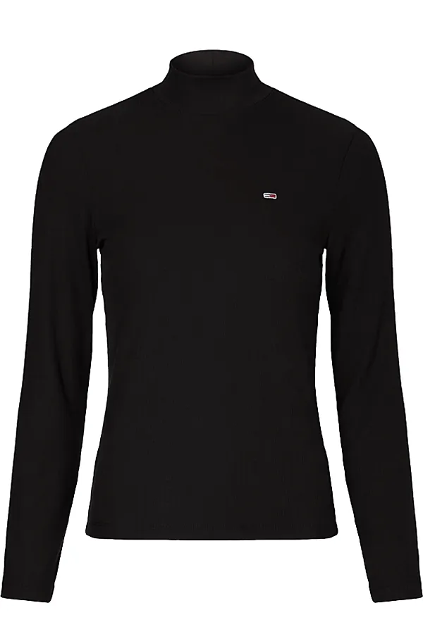 Tommy Hilfiger Women Mock Neck L/S Tee Black