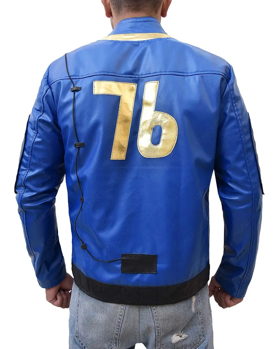 Vault Fallout 76 Leather Jacket - Fallout 76 Blue Leather Jacket