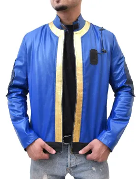 Vault Fallout 76 Leather Jacket - Fallout 76 Blue Leather Jacket