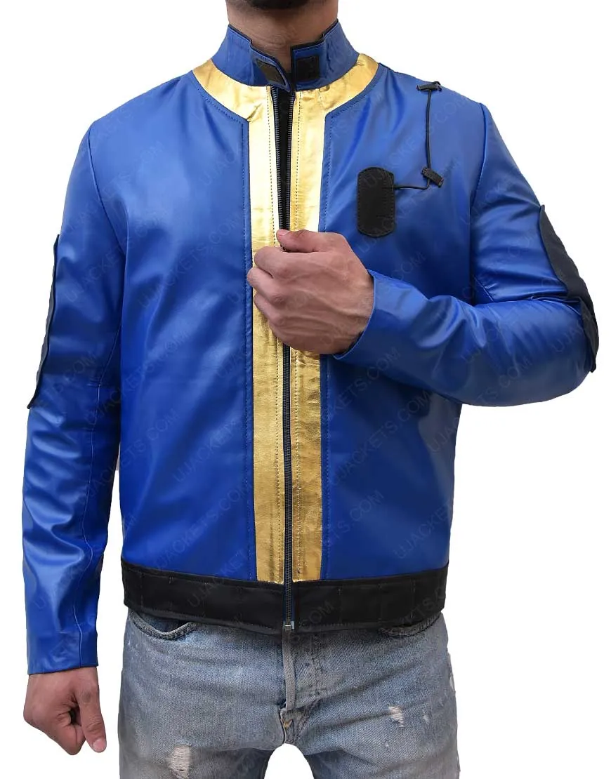 Vault Fallout 76 Leather Jacket - Fallout 76 Blue Leather Jacket