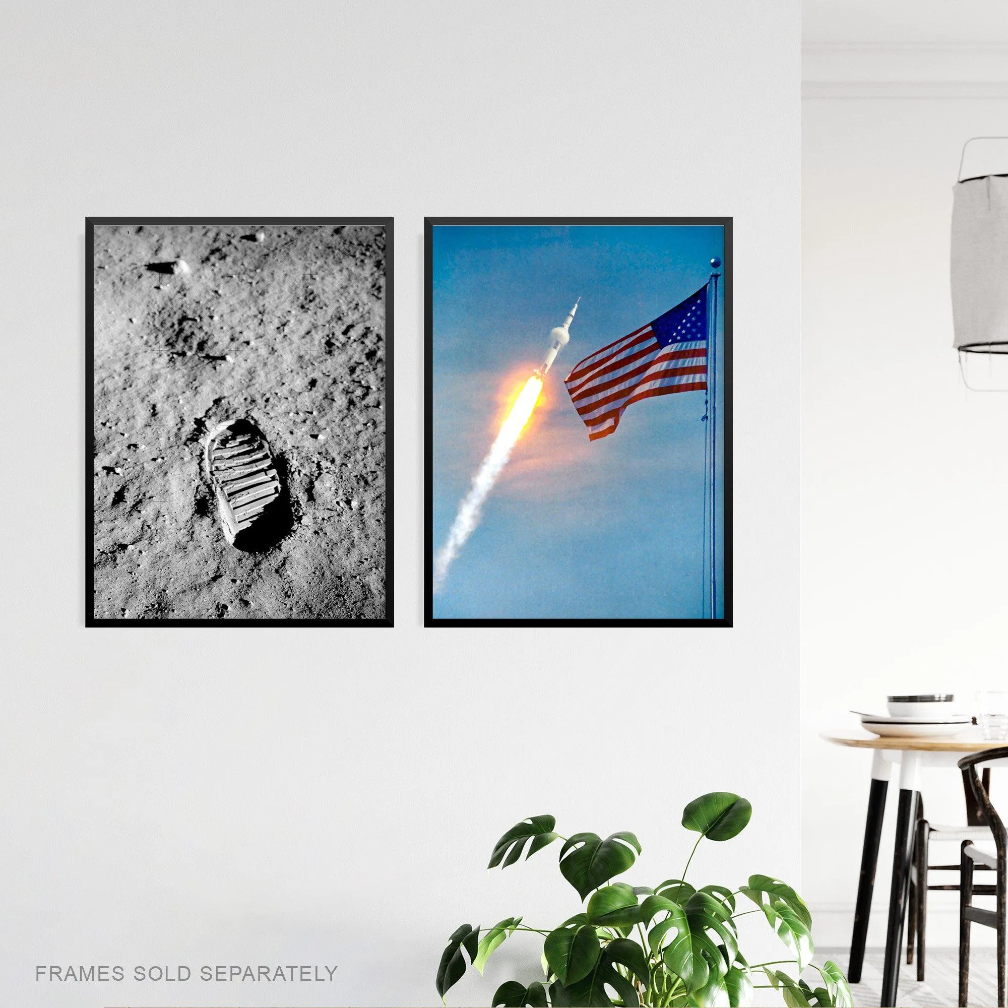 Wall Art & Pictures | Wall Art Print Pack of 3 NASA Spaceship Apollo 11 Mission Moon Landing Astronaut Aldrin Armstrong Boot