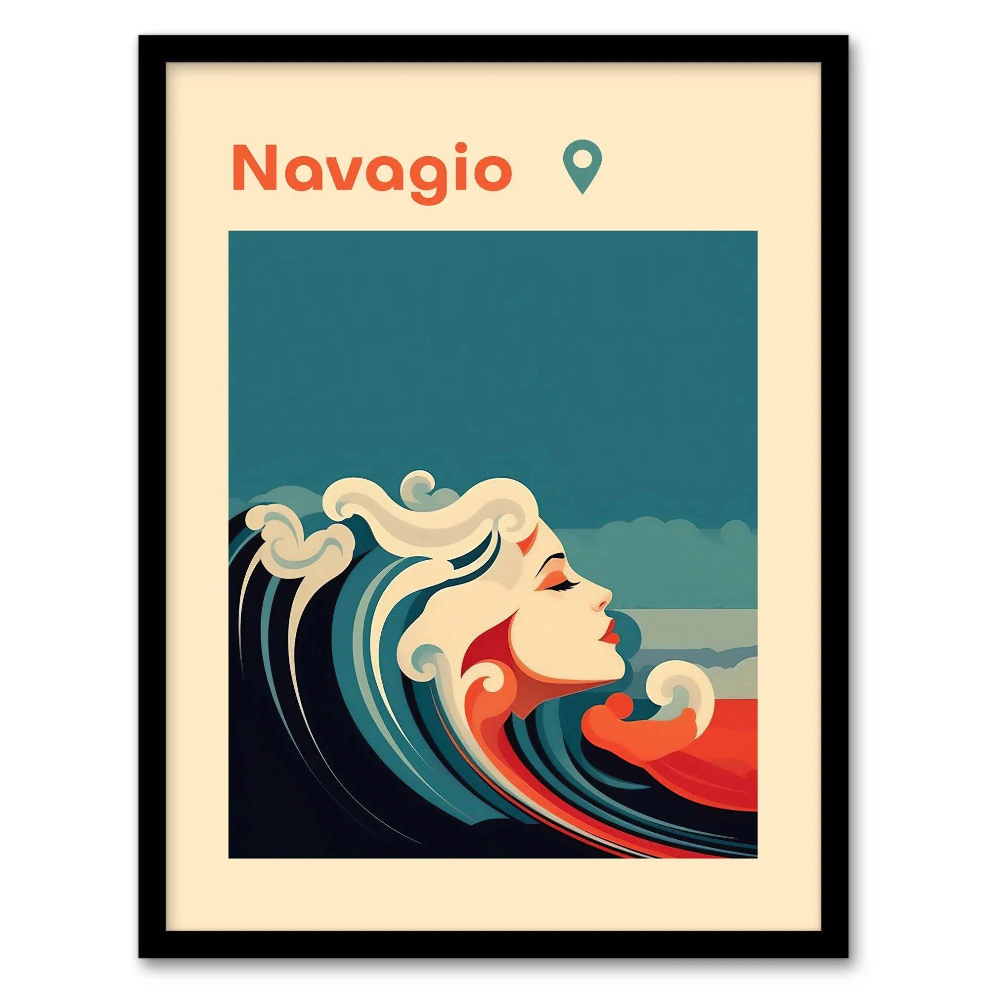 Wall Art & Pictures | Wall Art Print The Seaside Calls Navagio Beach Greece Modern Woman of the Waves Sea Siren Ocean Art Fr