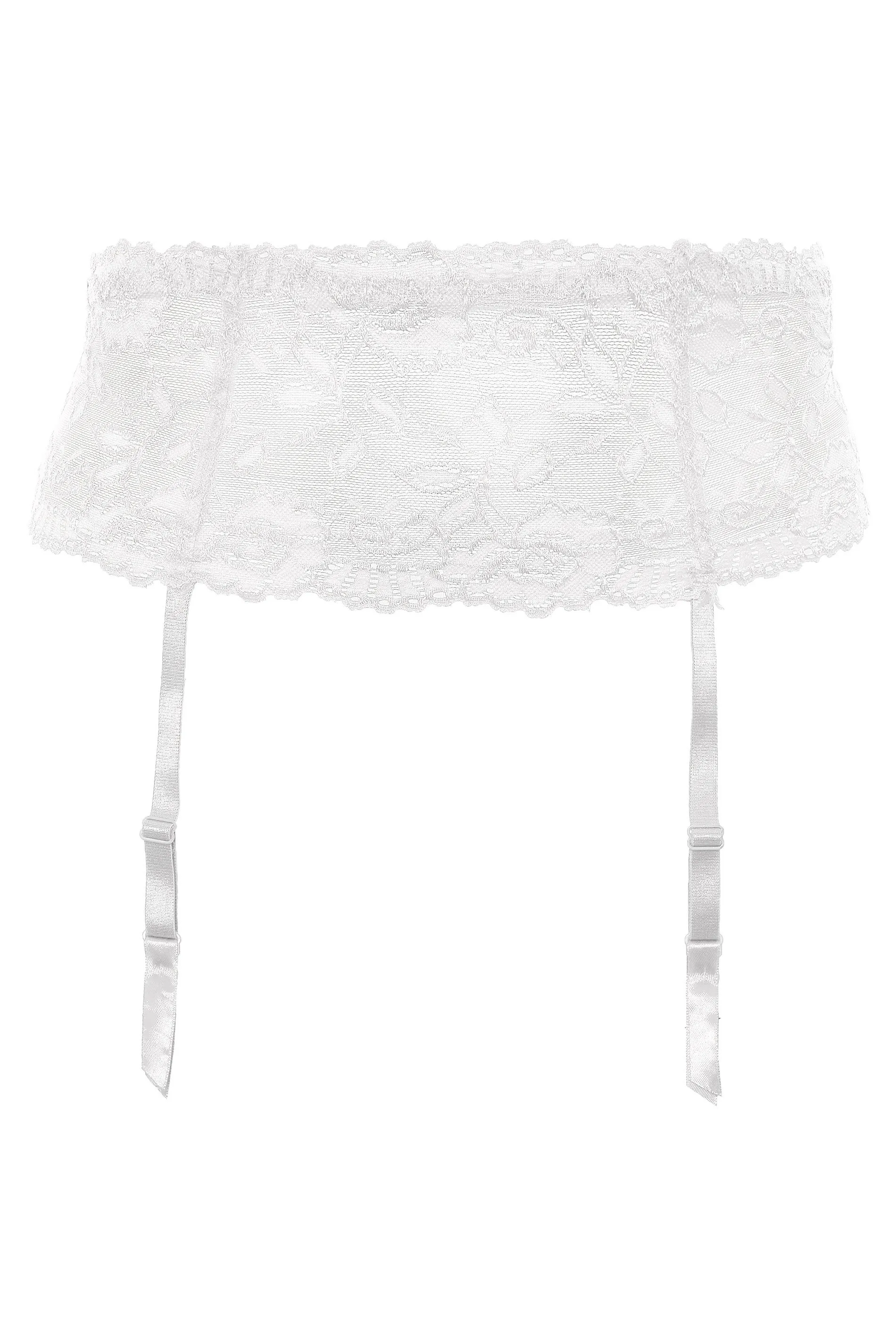 White Deep Lace Suspender Belt