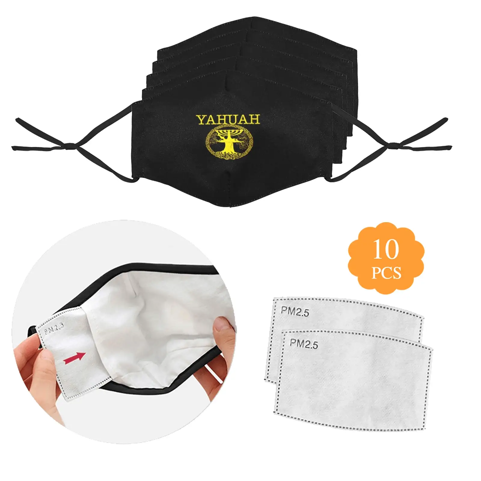 Yahuah-Tree of Life 02-01  Designer Adjustable Face Mask (5 face masks + 10 Filters; 3 sizes)